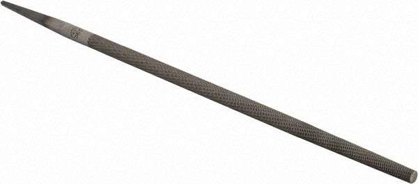 PFERD - 10" Long, Smooth Cut, Round American-Pattern File - Single Cut, 0.38" Overall Thickness, Tang - Benchmark Tooling