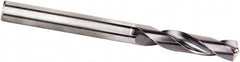Kennametal - 15/32" 135° Spiral Flute Solid Carbide Screw Machine Drill Bit - Multilayer TiAlN Finish, Right Hand Cut, 55mm Flute Length, 102mm OAL, Standard Point, Straight Shank - Benchmark Tooling