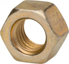 Made in USA - 1/4-20 UNC Steel Right Hand Hex Nut - 7/16" Across Flats, 7/32" High, Zinc Yellow Dichromate Finish - Benchmark Tooling