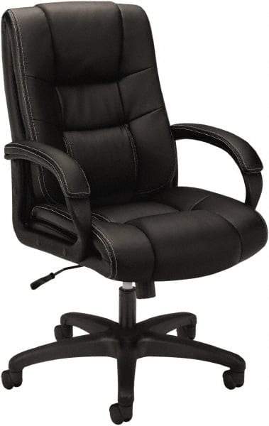 Basyx - 45-1/2" High Executive Chair - 28" Wide x 40" Deep, Vinyl Seat, Black - Benchmark Tooling