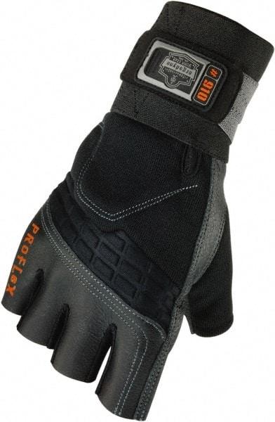 Ergodyne - Size 2XL (10) General Protection Work Gloves - For Mechanic's & Lifting, Uncoated, Elastic Band Cuff, Half Fingered, Black, Paired - Benchmark Tooling