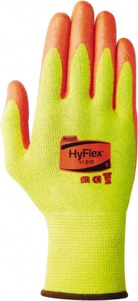 Ansell - Size M (8), ANSI Cut Lvl 4, Abrasion Lvl 0, Nitrile Coated Kevlar/Spectra/Stainless Steel Cut Resistant Gloves - 12" Long, Palm Coated, Knit Wrist, Yellow/Orange, Paired - Benchmark Tooling