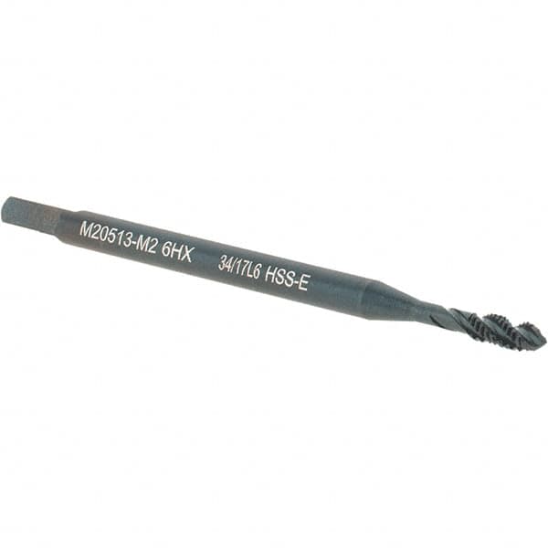 Walter-Prototyp - M2x0.40 Metric 3 Flute 6HX Modified Bottoming Spiral Flute Tap - Cobalt, Oxide Finish, 45mm OAL, Right Hand Flute, Right Hand Thread, Series M20513 - Benchmark Tooling