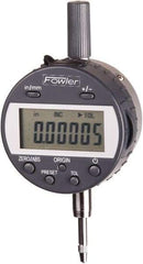 Fowler - 0 to .5" Range, 0.00005" Graduation, Electronic Drop Indicator - Flat Back, Accurate to 0.0002", Inch & Metric System, LCD Display - Benchmark Tooling