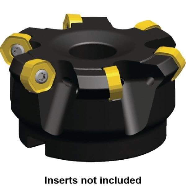 Kennametal - 86.16mm Cut Diam, 27mm Arbor Hole, 4.4mm Max Depth of Cut, 30° Indexable Chamfer & Angle Face Mill - 8 Inserts, HNGJ 0604... Insert, Right Hand Cut, 8 Flutes, Through Coolant, Series Dodeka Mini - Benchmark Tooling