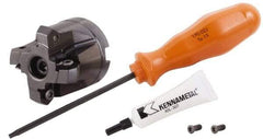 Kennametal - 1" Cut Diam, 1/2" Arbor Hole, 4.42mm Max Depth of Cut, 30° Indexable Chamfer & Angle Face Mill - 4 Inserts, HNGJ 0604... Insert, Right Hand Cut, 4 Flutes, Through Coolant, Series Dodeka Mini HD - Benchmark Tooling