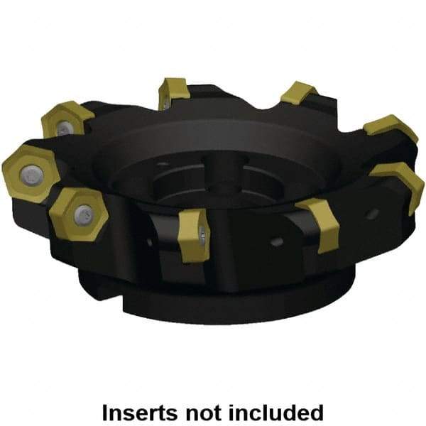 Kennametal - 142.33mm Cut Diam, 40mm Arbor Hole, 8mm Max Depth of Cut, 45° Indexable Chamfer & Angle Face Mill - 6 Inserts, HNPJ 1307... Insert, Right Hand Cut, 6 Flutes, Through Coolant, Series Dodeka Max - Benchmark Tooling