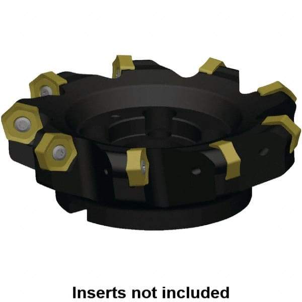 Kennametal - 267.31mm Cut Diam, 60mm Arbor Hole, 8mm Max Depth of Cut, 45° Indexable Chamfer & Angle Face Mill - 14 Inserts, HNPJ 1307... Insert, Right Hand Cut, 14 Flutes, Through Coolant, Series Dodeka Max - Benchmark Tooling