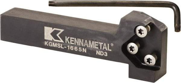 Kennametal - External Thread, 152.4mm OAL, Left Hand Indexable Grooving Cutoff Toolholder - 25.4mm Shank Height x 25.4mm Shank Width, KGMS Toolholder Style, Series A4 - Benchmark Tooling