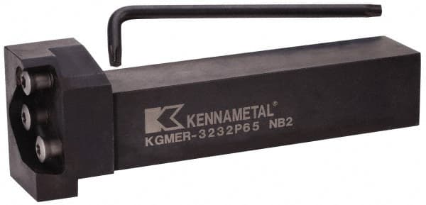 Kennametal - External Thread, 152.4mm OAL, Right Hand Indexable Grooving Cutoff Toolholder - 31.75mm Shank Height x 31.75mm Shank Width, KGME Toolholder Style, Series A4 - Benchmark Tooling