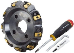 APT - Arbor Hole Connection, 0.485" Cutting Width, 1-7/8" Depth of Cut, 6" Cutter Diam, 1-1/2" Hole Diam, 12 Tooth Indexable Slotting Cutter - SM61 Toolholder, CTA 4 Insert, Neutral Cutting Direction - Benchmark Tooling