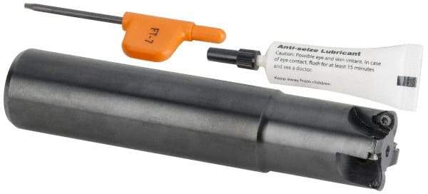 Kennametal - 25mm Cut Diam, 0.04" Max Depth, M12 Modular Connection Indexable High-Feed Helical End Mill - Screw Holding Method, WP..0302.. Insert, Through Coolant - Benchmark Tooling