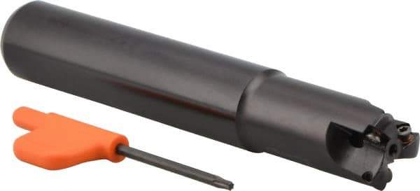 Kennametal - 3/4" Cut Diam, 0.04" Max Depth, 3/4" Shank Diam, Cylindrical Shank Indexable High-Feed Helical End Mill - Screw Holding Method, WP..0302.. Insert, KF Toolholder, Through Coolant - Benchmark Tooling