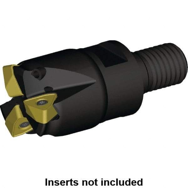 Kennametal - 1" Cut Diam, 0.059" Max Depth, M12 Modular Connection Indexable High-Feed End Mill - Screw Holding Method, WOEJ090512.. Insert, KF2X Toolholder, Through Coolant - Benchmark Tooling