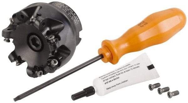 Kennametal - 66mm Cut Diam, 3mm Max Depth, 27mm Arbor Hole, 7 Inserts, RN.J 1204... Insert Style, Indexable Copy Face Mill - KDR Cutter Style, 27,260 Max RPM, 50mm High, Through Coolant, Series Rodeka - Benchmark Tooling