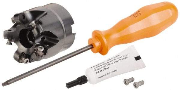 Kennametal - 50mm Cut Diam, 3mm Max Depth, 22mm Arbor Hole, 5 Inserts, RN.J 1204... Insert Style, Indexable Copy Face Mill - KDR Cutter Style, 31,330 Max RPM, 40mm High, Through Coolant, Series Rodeka - Benchmark Tooling