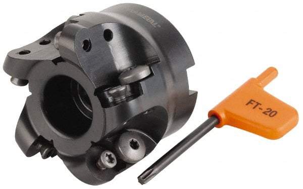 Kennametal - 66mm Cut Diam, 8mm Max Depth, 27mm Arbor Hole, 5 Inserts, RD.X 1604... Insert Style, Indexable Copy Face Mill - 50mm High, Series KDM - Benchmark Tooling