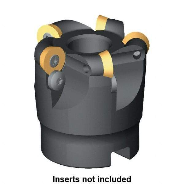 Kennametal - 40mm Cut Diam, 6mm Max Depth, 16mm Arbor Hole, 4 Inserts, RD.X 12T3... Insert Style, Indexable Copy Face Mill - 45mm High, Series KDM - Benchmark Tooling