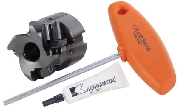 Kennametal - 50mm Cut Diam, 6.33mm Max Depth, 16mm Arbor Hole, 4 Inserts, RP.N 1204... Insert Style, Indexable Copy Face Mill - KSSR Cutter Style, 16,340 Max RPM, 50mm High, Through Coolant, Series KSSR-RP - Benchmark Tooling