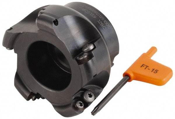 Kennametal - 80mm Cut Diam, 6mm Max Depth, 27mm Arbor Hole, 7 Inserts, RD.X 12T3... Insert Style, Indexable Copy Face Mill - 50mm High, Series KDM - Benchmark Tooling