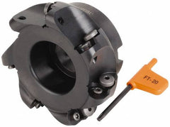 Kennametal - 100mm Cut Diam, 8mm Max Depth, 32mm Arbor Hole, 7 Inserts, RD.X 1604... Insert Style, Indexable Copy Face Mill - 55mm High, Series KDM - Benchmark Tooling