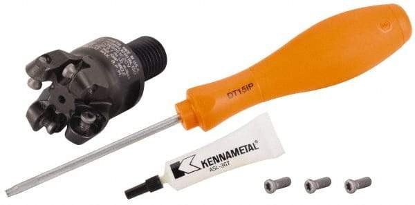 Kennametal - 1-1/2" Cutting Diam, 1-1/2" Max Depth of Cut, Modular Connection Indexable Copy End Mill - 3 Inserts, RP.T 43.. Insert, KSRM Toolholder, Through Coolant - Benchmark Tooling