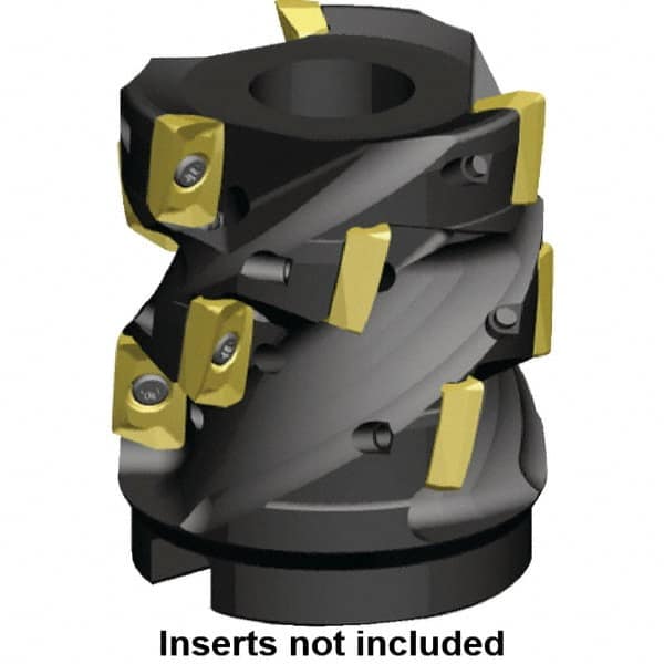 Kennametal - 15 Inserts, 50mm Cut Diam, 22mm Arbor Diam, 44.33mm Max Depth of Cut, Indexable Square-Shoulder Face Mill - 0/90° Lead Angle, 60mm High, ED.T 10T3.. Insert Compatibility, Through Coolant, Series Mill 1-10 - Benchmark Tooling