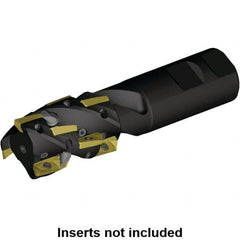 Kennametal - 40mm Cut Diam, 40.82mm Max Depth of Cut, 32mm Shank Diam, 141mm OAL, Indexable Square Shoulder Helical End Mill - E.. 14.. Inserts, Weldon Shank, 0° Lead Angle, Through Coolant, Series Mill 1-14 - Benchmark Tooling