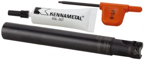 Kennametal - 16mm Cut Diam, 6.98mm Max Depth of Cut, 16mm Shank Diam, 100mm OAL, Indexable Square Shoulder End Mill - EDPT 0703.. Inserts, Cylindrical Shank, 0° Lead Angle, Through Coolant, Series Mill 1-07 - Benchmark Tooling