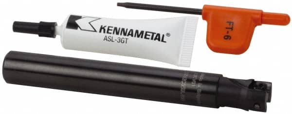 Kennametal - 12mm Cut Diam, 6.96mm Max Depth of Cut, 12mm Shank Diam, 100mm OAL, Indexable Square Shoulder End Mill - EDPT 0703.. Inserts, Cylindrical Shank, Through Coolant, Series Mill 1-07 - Benchmark Tooling