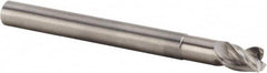 Kennametal - 1/4", 3/8" LOC, 1/4" Shank Diam, 4" OAL, 3 Flute, Solid Carbide Square End Mill - Single End, Uncoated, Spiral Flute, 45° Helix, Centercutting, Right Hand Cut, Right Hand Flute - Benchmark Tooling