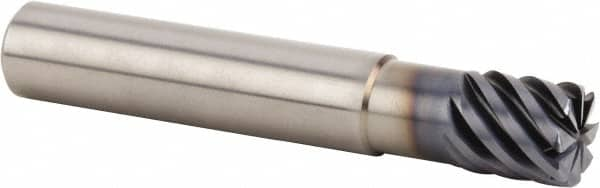 Kennametal - 12mm, 8 Flute, Single End, Solid Carbide, 1mm Corner Radius End Mill - 73mm OAL, 45° Helix, Right Hand Flute, 12mm LOC, Right Hand Cut, 24mm Extended Reach - Benchmark Tooling