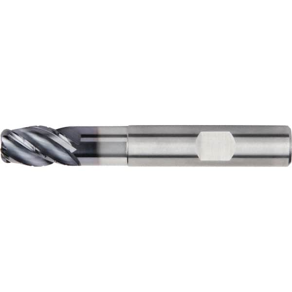 Kennametal - 6mm, 4 Flute, Single End, Solid Carbide, 1mm Corner Radius End Mill - 63mm OAL, 38° Helix, Right Hand Flute, 9mm LOC, Right Hand Cut, 18mm Extended Reach - Benchmark Tooling
