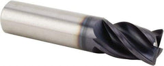 Kennametal - 4mm, 7mm LOC, 6mm Shank Diam, 38mm OAL, 4 Flute, Solid Carbide Square End Mill - Single End, AlTiN Finish, Spiral Flute, 38° Helix, Centercutting, Right Hand Cut, Right Hand Flute, Series UEDE - Benchmark Tooling