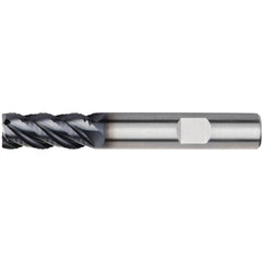 Kennametal - 25mm Diam, 45mm LOC, 6 Flute Solid Carbide 45° Corner Chamfer Roughing End Mill - 121mm OAL, 63/64" Shank Diam, Single End, Centercutting, 45° Helix - Benchmark Tooling