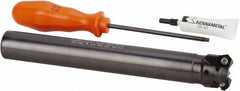 Kennametal - 45° Lead Angle, 33.58mm Max Cut Diam, 1" Min Cut Diam, 3.23mm Max Depth of Cut, Indexable Chamfer and Angle End Mill - 3 Inserts, HNGJ 0604ANENLD Insert Style, 203.2mm Overall Length, Through Coolant, Straight Shank - Benchmark Tooling