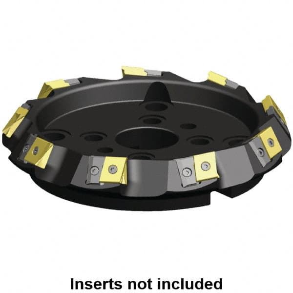 Kennametal - 250mm Cut Diam, 60mm Arbor Hole, 21.4mm Max Depth of Cut, 60° Indexable Chamfer & Angle Face Mill - 11 Inserts, LN.U 2210... Insert, Right Hand Cut, 11 Flutes, Through Coolant, Series MEGA60 - Benchmark Tooling
