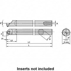 Kennametal - 16mm Min Bore Diam, 181.17mm OAL, 12mm Shank Diam, L-SDUP Indexable Boring Bar - 22.35mm Max Bore Depth, DP.. 070204 Insert, Screw Holding Method - Benchmark Tooling