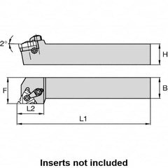 Kennametal - External Thread, Right Hand Cut, 32mm Shank Width x 32mm Shank Height Indexable Threading Toolholder - 170mm OAL, LT 22ER Insert Compatibility, LSS Toolholder, Series LT Threading - Benchmark Tooling