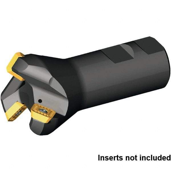 Kennametal - 45° Lead Angle, 2.515" Max Cut Diam, 1.969" Min Cut Diam, 0.26" Max Depth of Cut, Indexable Chamfer and Angle End Mill - 4 Inserts, SE..T 443AE..N Insert Style, 3.855" Overall Length, Straight Shank - Benchmark Tooling