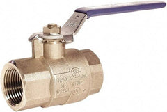 Milwaukee Valve - 1-1/2" Pipe, Full Port, Brass UL, CSA, FM, NSF Approved Ball Valve - 2 Piece, Threaded (NPT) Ends, Lever Handle, 600 WOG, 150 WSP - Benchmark Tooling