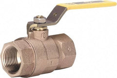 Milwaukee Valve - 1" Pipe, Large Port, Bronze Standard Ball Valve - 2 Piece, Threaded (NPT) Ends, Lever Handle, 600 WOG, 150 WSP - Benchmark Tooling
