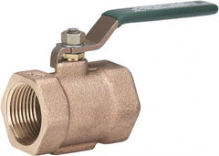Milwaukee Valve - 1-1/2" Pipe, Full Port, Bronze Full Port Ball Valve - Bi-Directional, Threaded (NPT) Ends, Lever Handle, 175 WOG - Benchmark Tooling