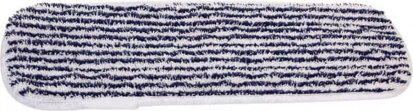 O-Cedar - 18" Long x 5-3/4" Wide Microfiber Dust Mop Pad - Slip-On/Slip-Through Backing, Blue & White, Launderable - Benchmark Tooling