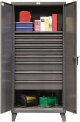 Strong Hold - 1 Shelf 8 Bin Locking Storage Cabinet - Steel, 36" Wide x 24" Deep x 78" High, Dark Gray - Benchmark Tooling