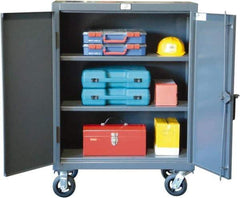 Strong Hold - 2 Shelf Mobile Storage Cabinet - Steel, 36" Wide x 20" Deep x 50" High, Dark Gray - Benchmark Tooling