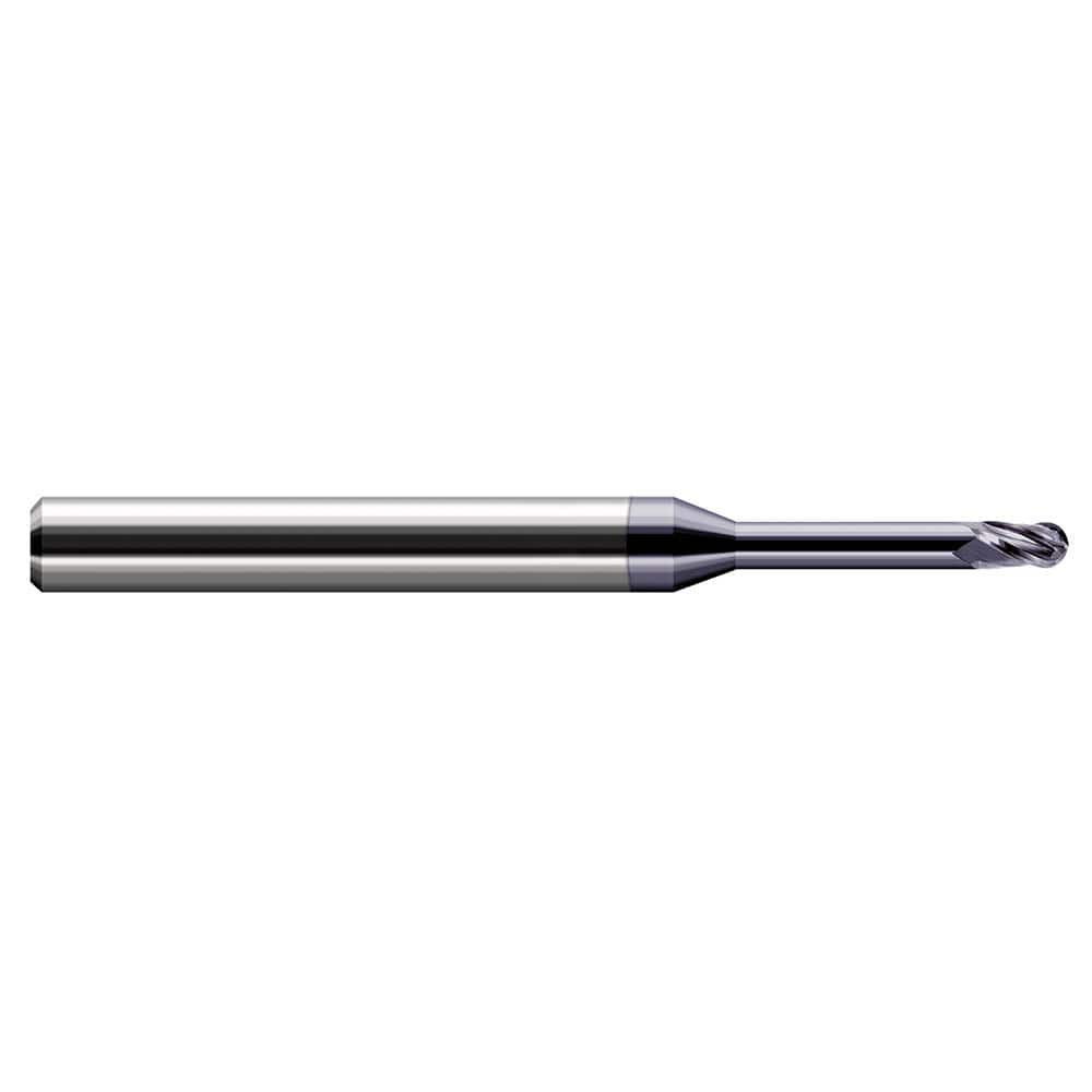 Harvey Tool - Ball End Mills; Mill Diameter (Inch): 1/64 ; Mill Diameter (Decimal Inch): 0.0150 ; Number of Flutes: 3 ; Length of Cut (Decimal Inch): 0.0230 ; Material: Solid Carbide ; Overall Length (Inch): 2-1/2 - Exact Industrial Supply