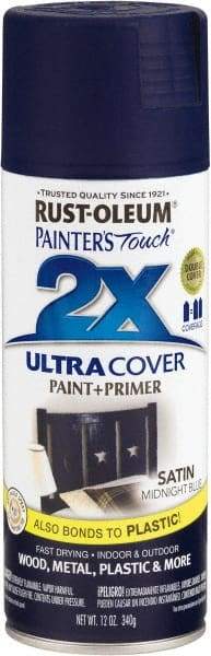 Rust-Oleum - Midnight Blue, Satin, Enamel Spray Paint - 8 Sq Ft per Can, 12 oz Container, Use on Multipurpose - Benchmark Tooling