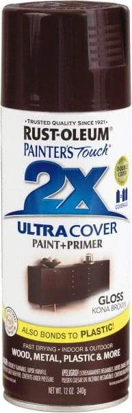 Rust-Oleum - Kona Brown, Gloss, Enamel Spray Paint - 8 Sq Ft per Can, 12 oz Container, Use on Multipurpose - Benchmark Tooling