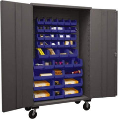 Durham - 42 Bin Mobile Storage Cabinet - Steel, 48" Wide x 24" Deep x 80" High, Blue - Benchmark Tooling